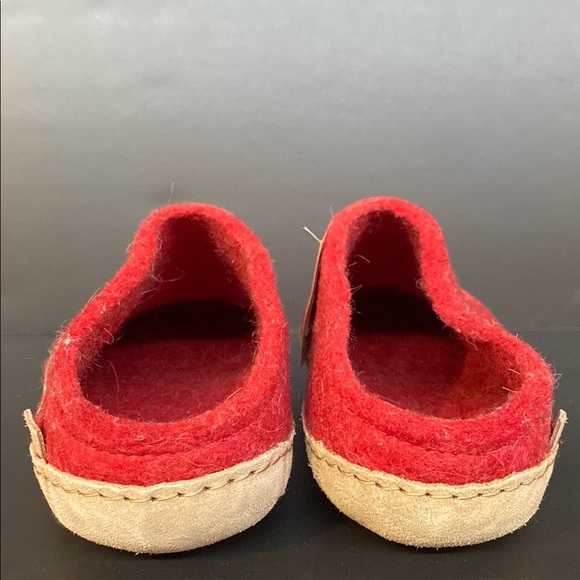 Glerups Natural Felted Wool Slip On Leather Sole Slippers Red Size 42 US W11 M9 - Picture 6 of 11